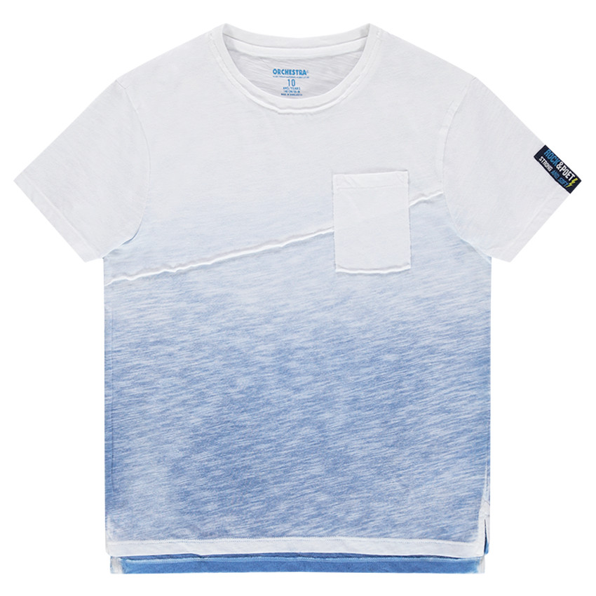 Junior - Tee-shirt en jersey slub effet tie and dye avec découpe et poche 