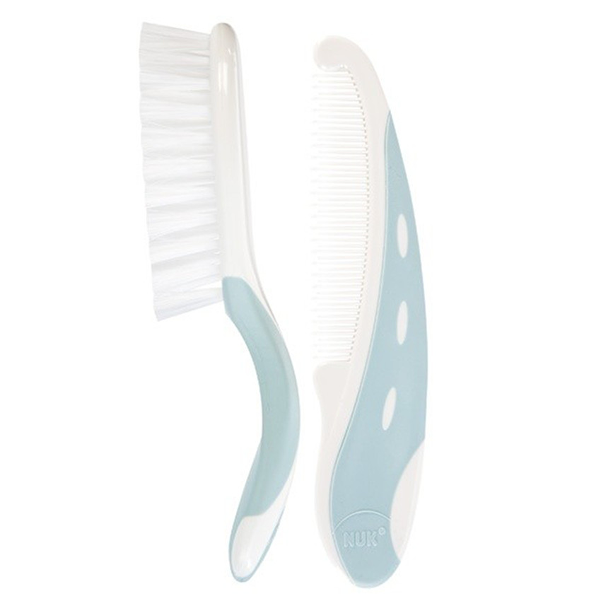 Set d'une brosse et d'un peigne - Marron ou vert d'eau 