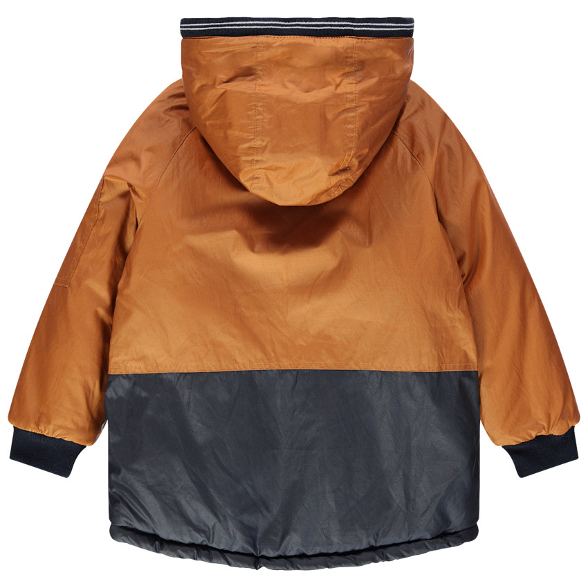 Parka bicolore doublée flanelle à poches  