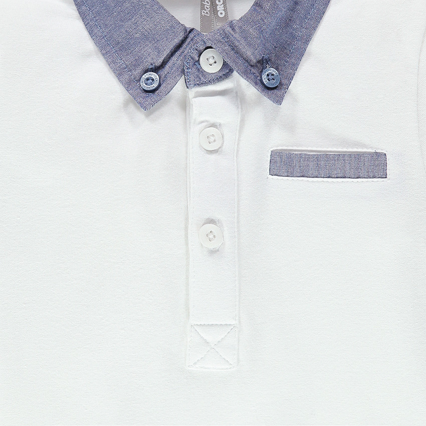 Polo manches courtes avec col effet denim 