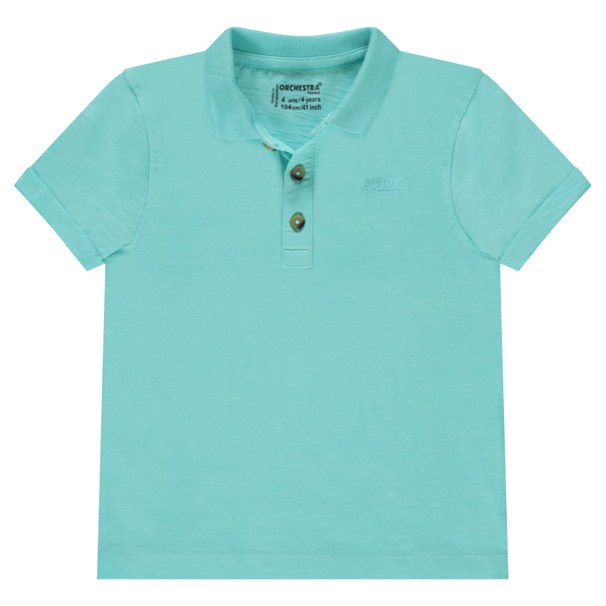 Polo uni en jersey slub avec logo printé 
