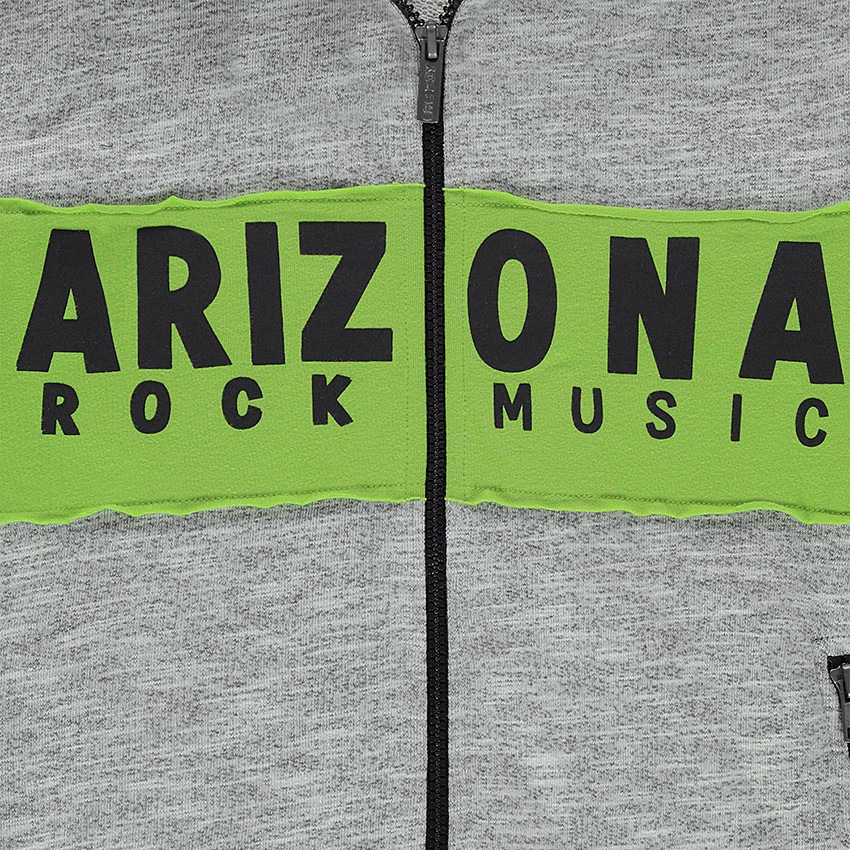 Junior - Gilet à capuche en molleton avec bande contrastées et texte printé 