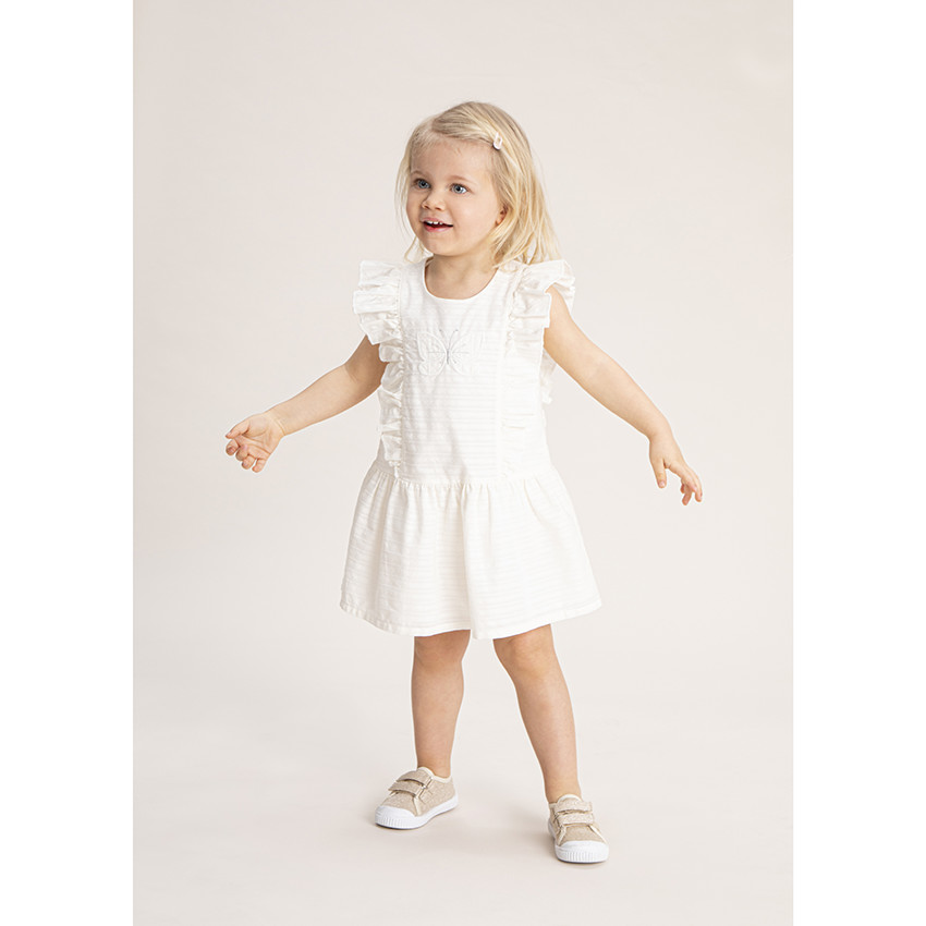 Robe sans manches à volants et papillon brodé 