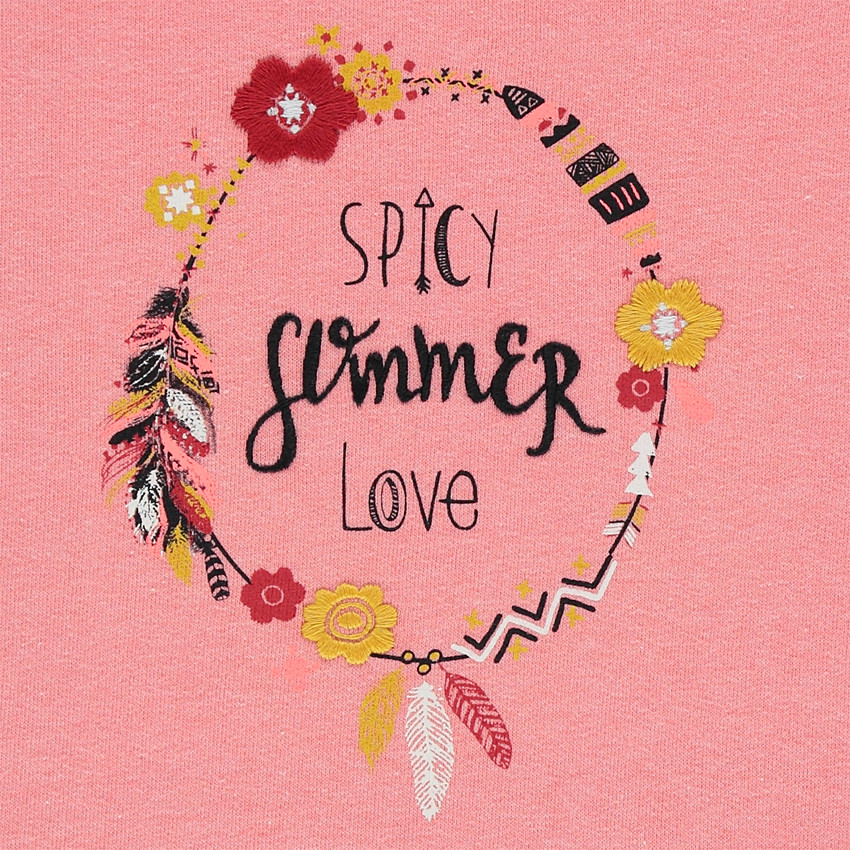 Sweat en molleton chiné avec print floral et épaules tombantes 