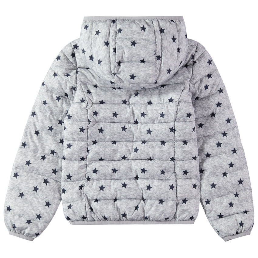 Doudoune light* imperméable à capuche avec sac de rangement à message printé 