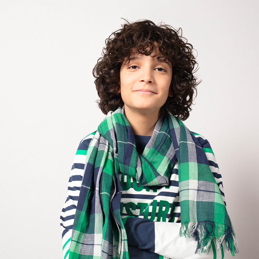 Junior - Marinière à rayures vertes et inscription en velours 