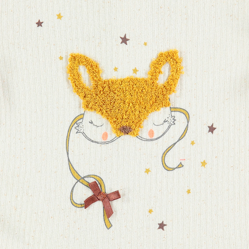 Robe manches longues effet 2 en 1 bi-matière avec faon en bouclette 