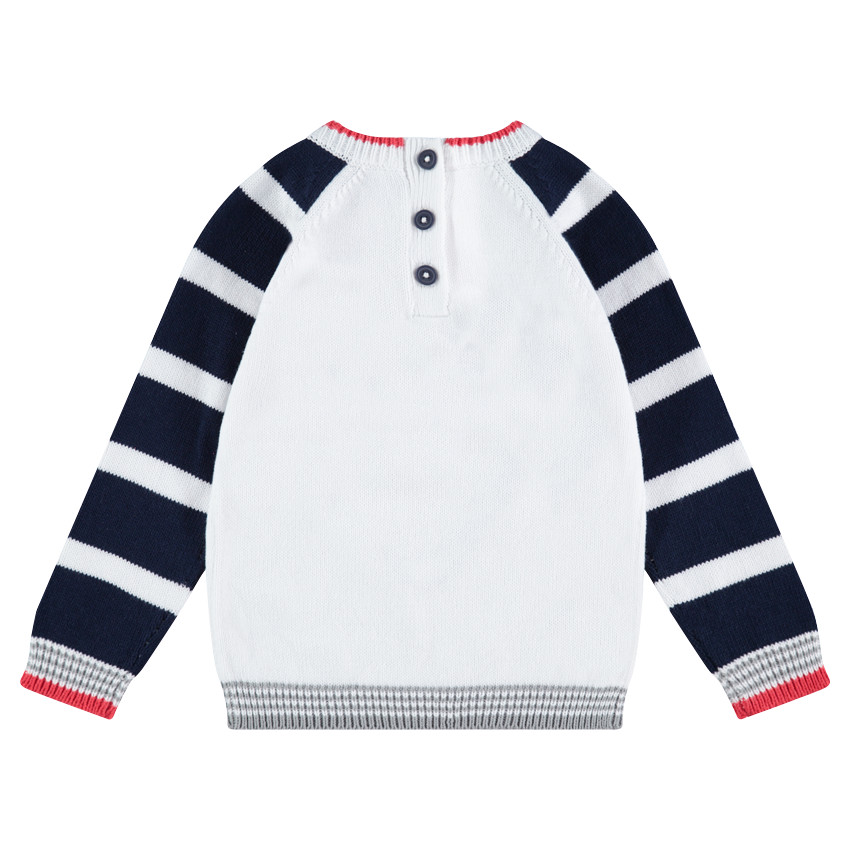 Pull en tricot avec détails brodés et poche plaquée 