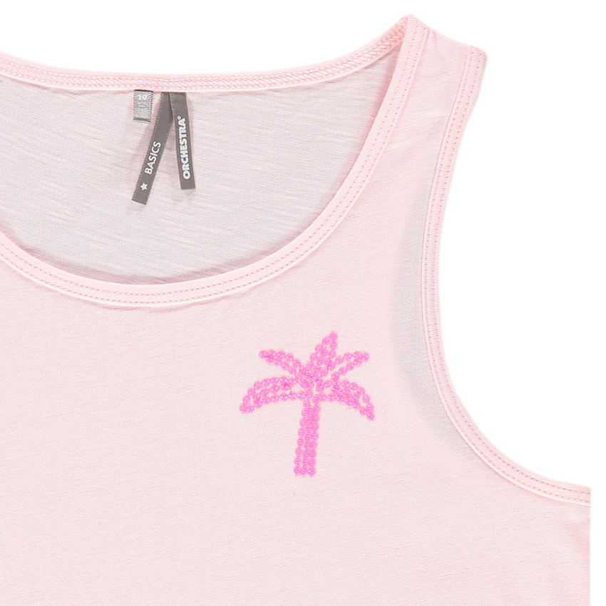 Débardeur uni avec palmier en sequins 