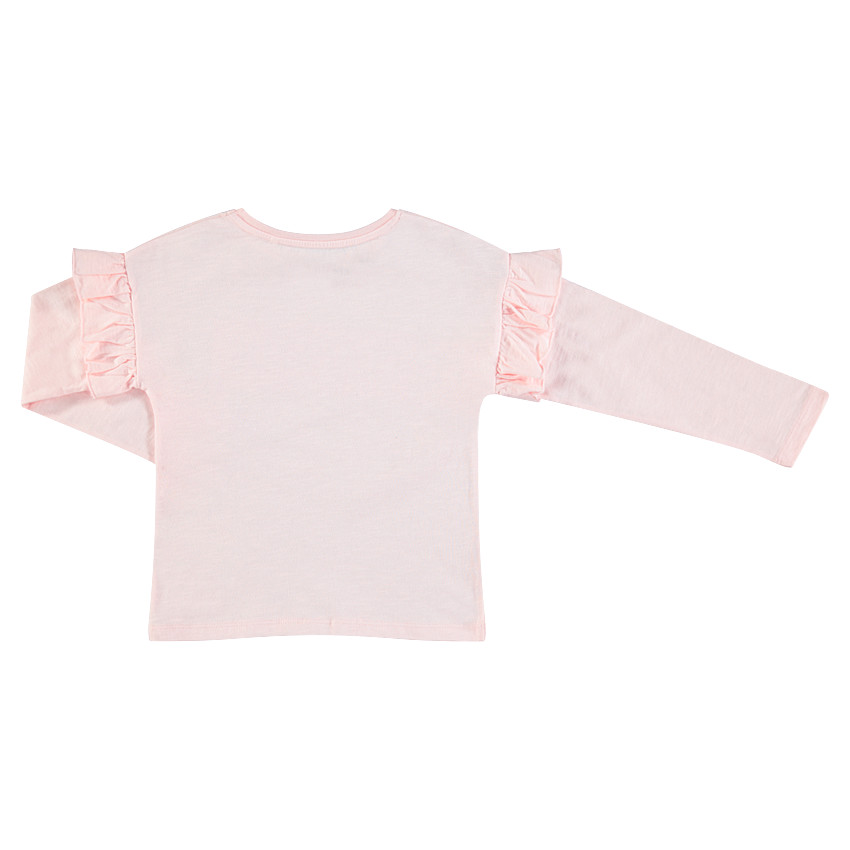 Tee-shirt en jersey avec inscription en velours et volants 