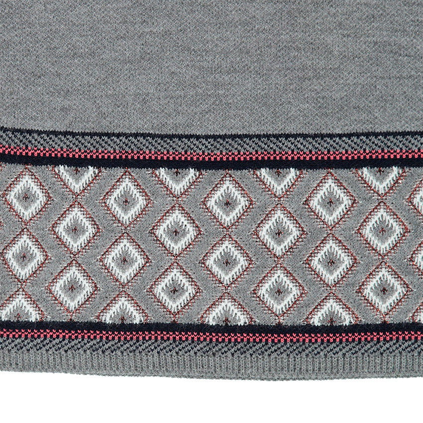 Robe manches courtes en tricot avec col fantaisie et motifs jacquard 