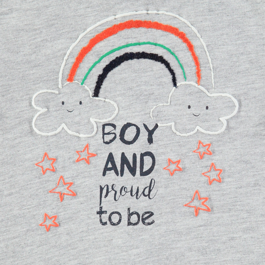 Ensemble tee-shirt manches longues avec arc-en-ciel brodé et pantalon vert 