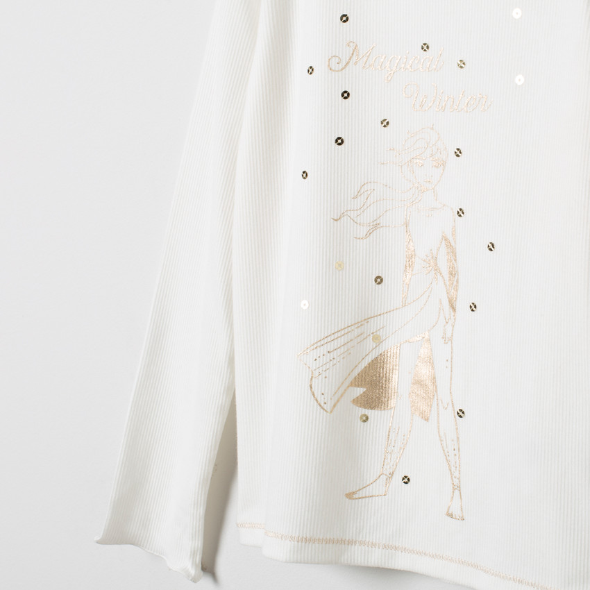 Sous-pull à col roulé motif danseuse et sequins 