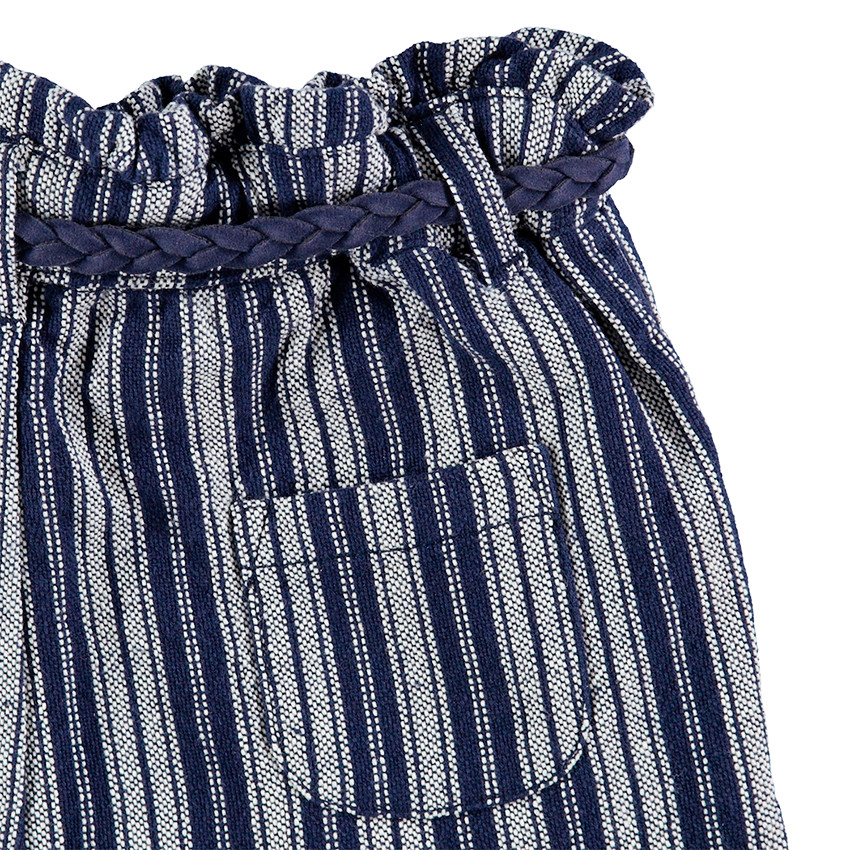 Short avec rayures en jacquard et ceinture tressée amovible 