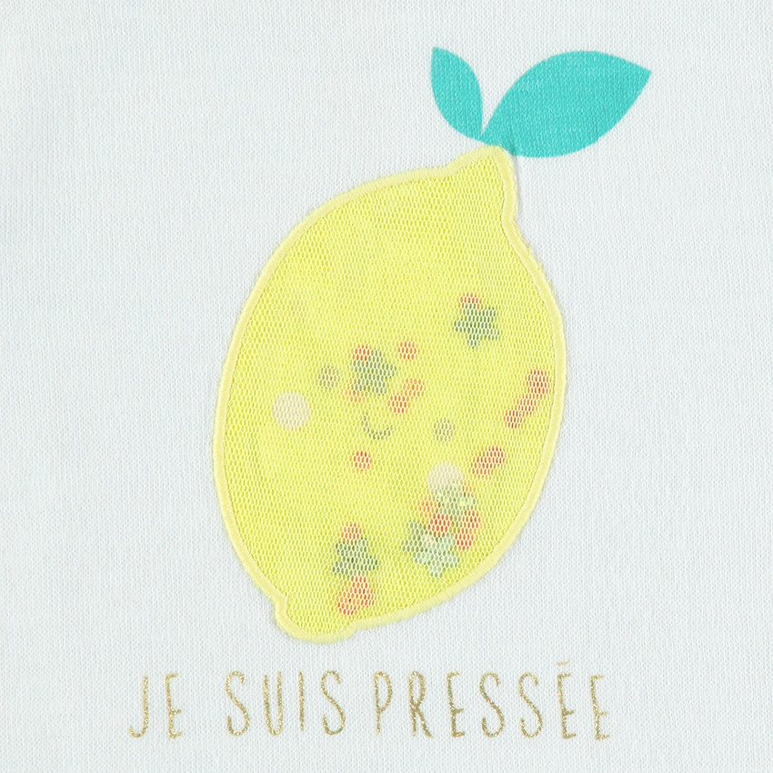 Tee-shirt à manches courtes volantées avec print et fantaisie sur le devant 