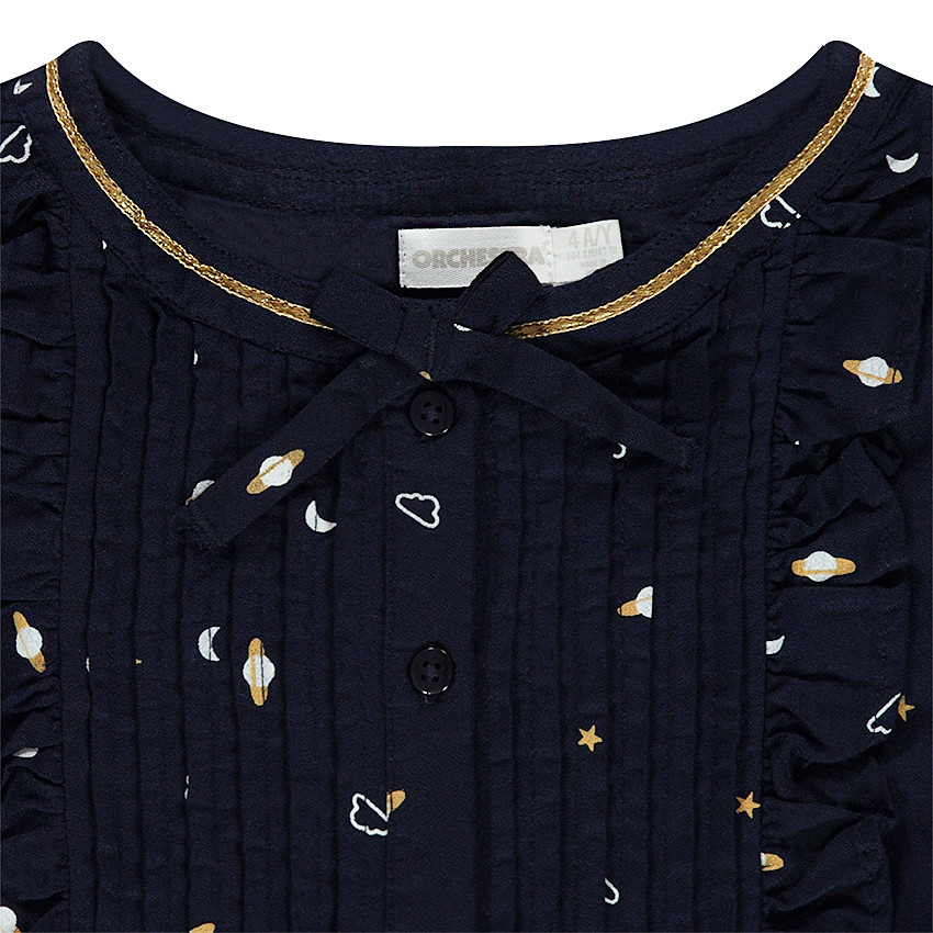 Robe manches longues avec imprimé galaxie et col fantaisie 