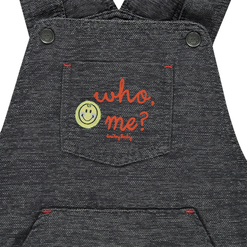 Salopette short en coton fantaisie avec badge twill ©Smiley 