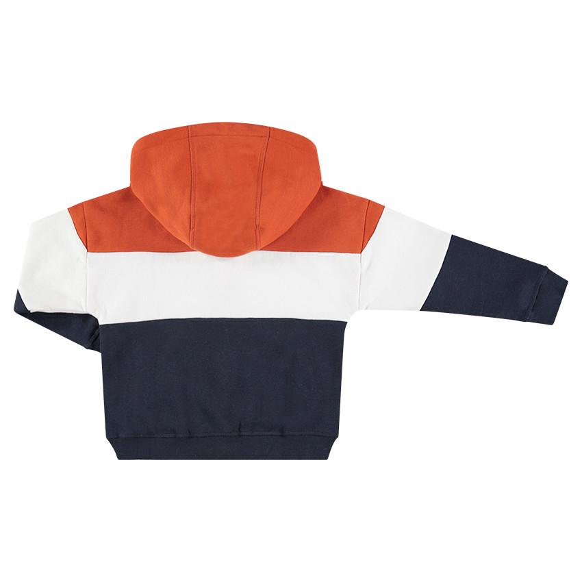 Gilet à capuche tricolore en molleton avec texte printé 