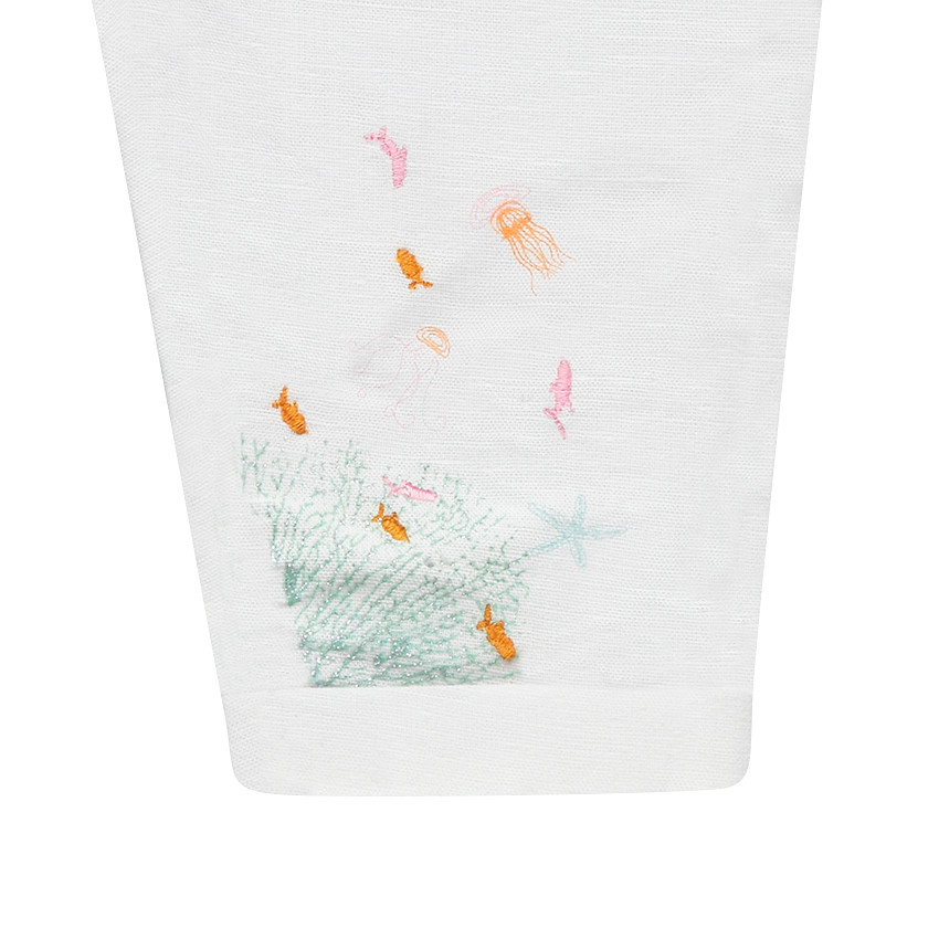 Sarouel en lin et coton avec motif sur le bas de la jambe 