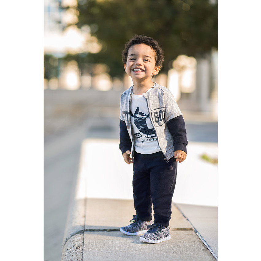 Tee-shirt manches longues en jersey avec hélicotère printé 