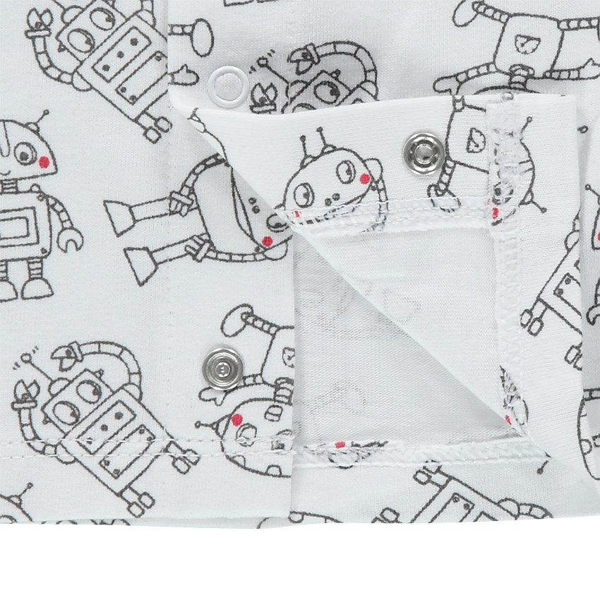 Tee-shirt manches longues avec robots printés et salopette en molleton 