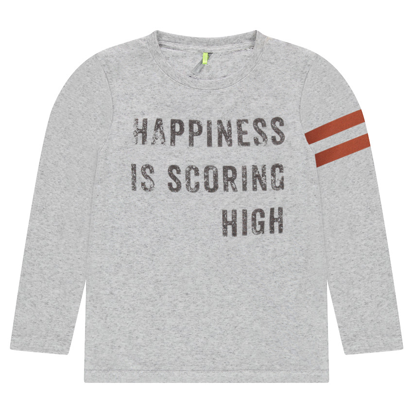 Junior - Tee-shirt manches longues avec texte printé et bandes contrastées 