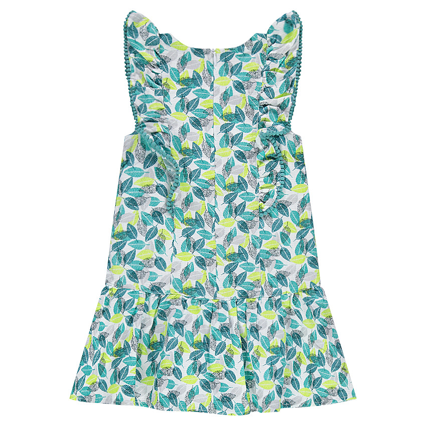 Robe imprimée feuilles all-over avec manches volantées 