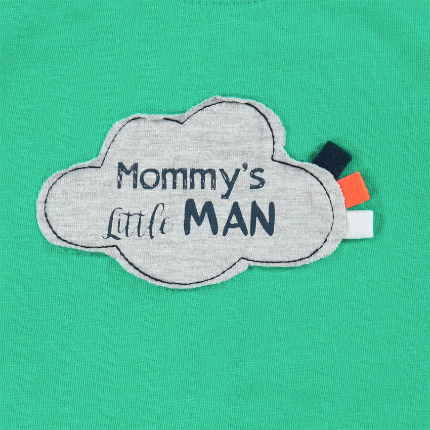 Ensemble avec tee-shirt manches longues vert et jeans à broderies 