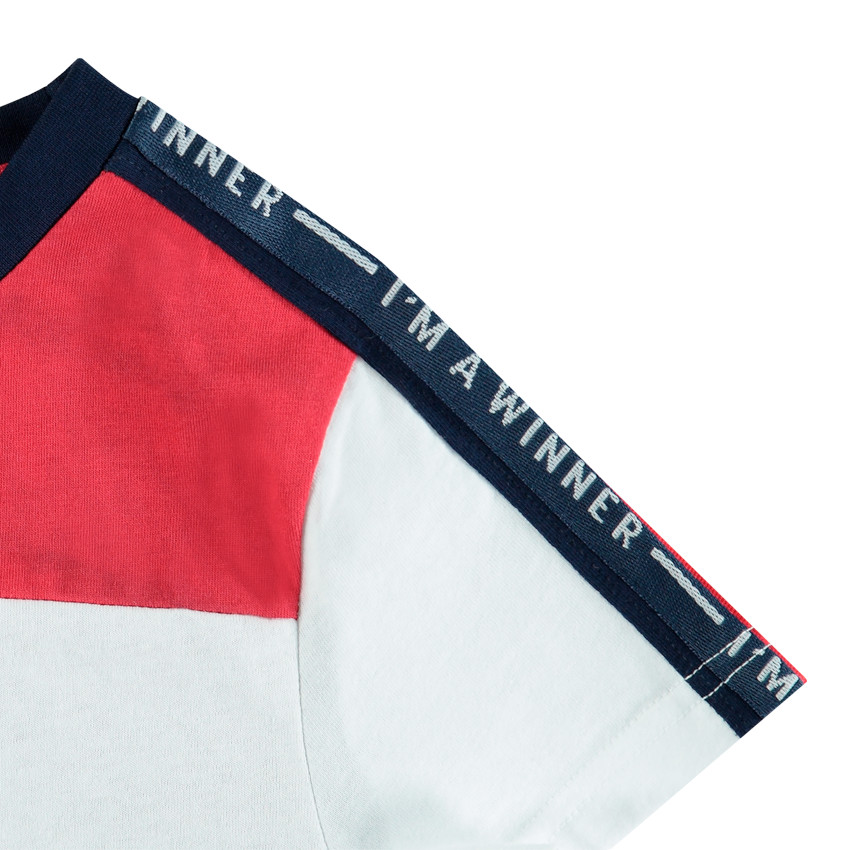 T-shirt manches courtes contrasté à bandes 