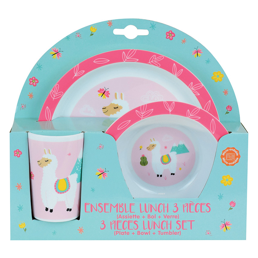 Coffret repas 3 pièces motif Lama 