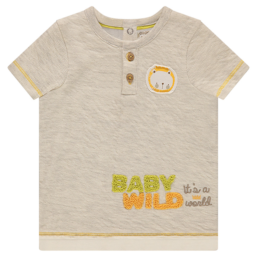Tee-shirt manches courtes en double jersey avec lion patché 