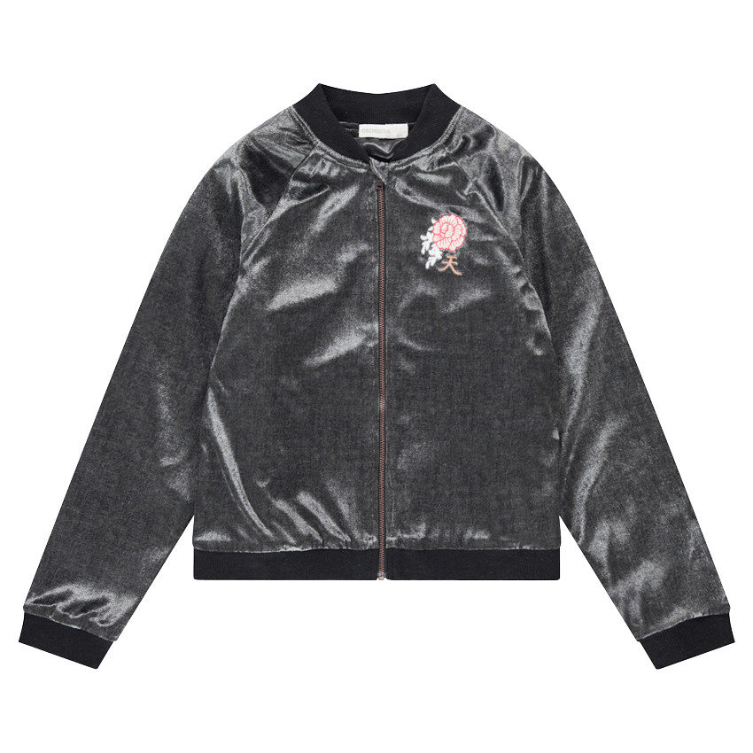 Junior - Gilet en velours avec fleur brodée sur la poitrine 