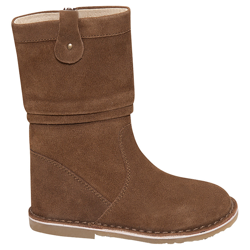 Bottes en cuir camel avec tige plissée 