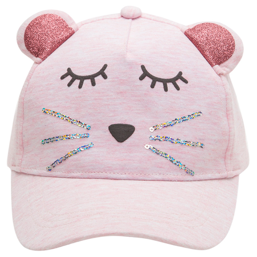 Casquette en jersey avec oreilles pailletées et sequins 
