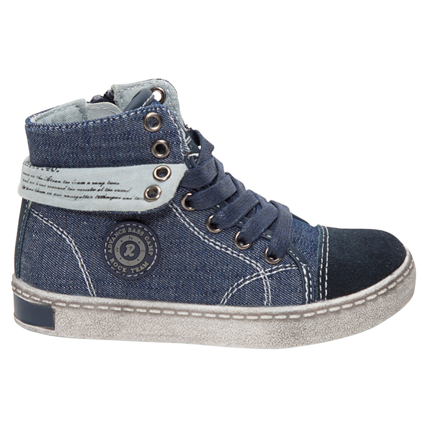 Bottillons en toile effet jeans à lacets et zip du 28 au 35  