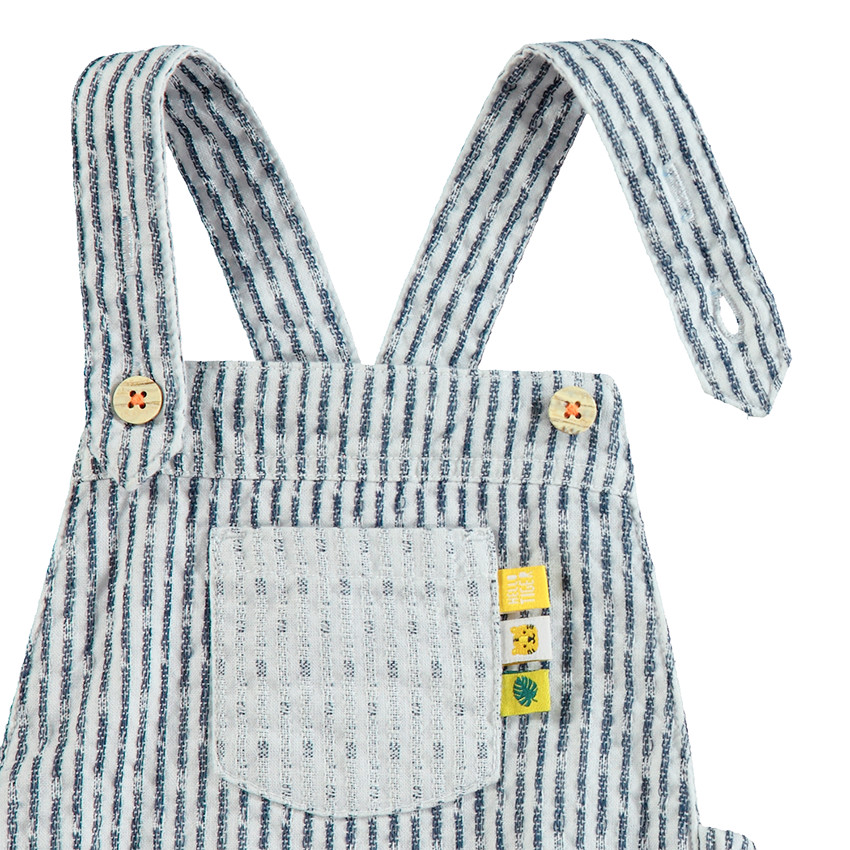 Ensemble t-shirt manches courtes avec tigre printé et barboteuse rayée 