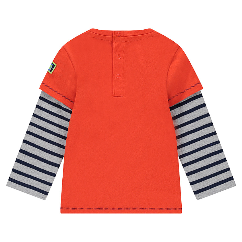 Tee-shirt manches longues effet 2 en 1 avec rayures et print 