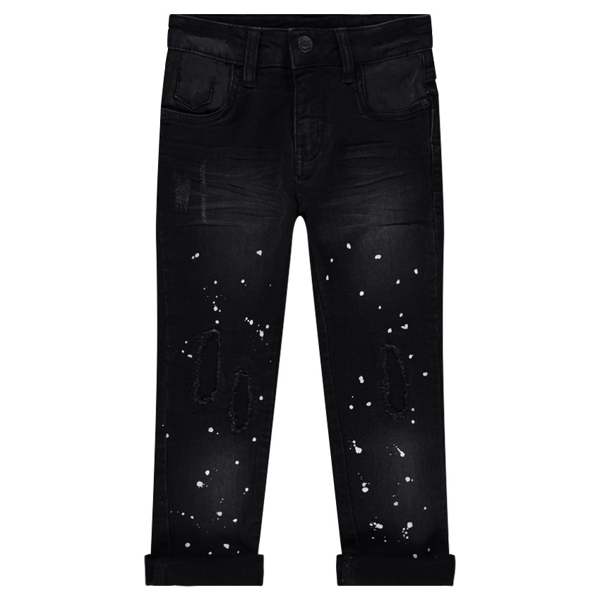 Jeans used avec effet taches de peinture 