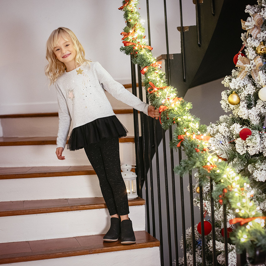 Legging en maille chinée de fil brillant avec zips 