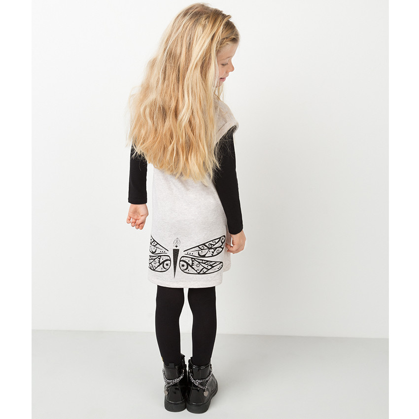 Robe manches courtes en molleton avec coeur et papillon printés 