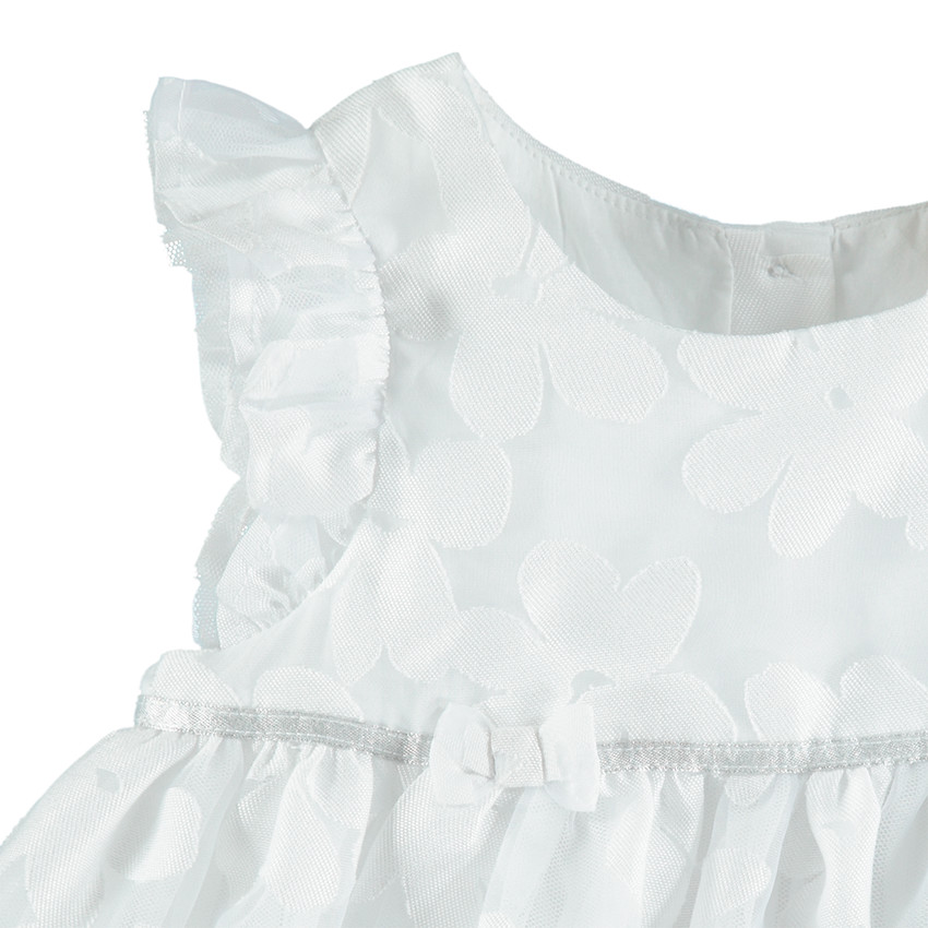 Robe de cérémonie en tulle avec fleurs en ton sur ton 