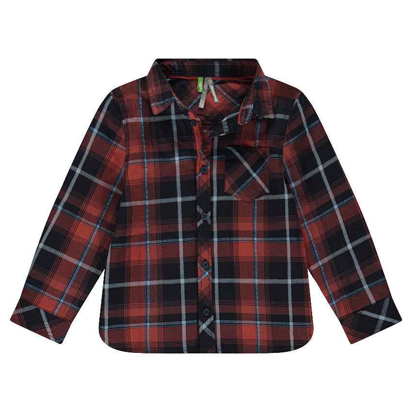 Chemise manches longues à grands carreaux avec poche 
