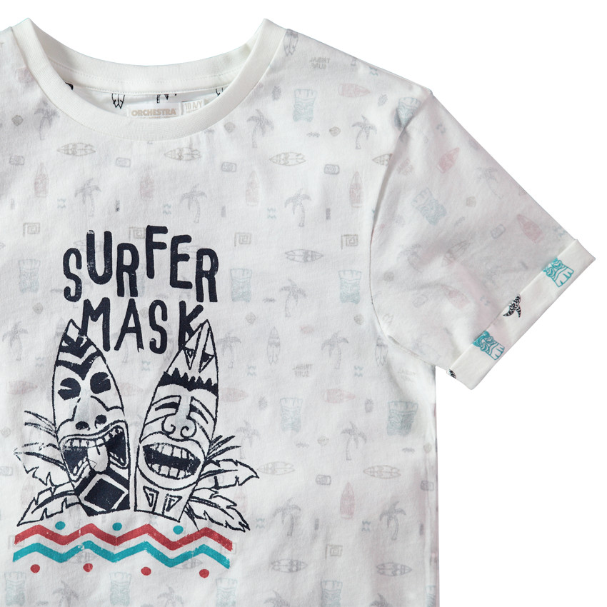 Junior - T-shirt manches courtes en jersey à imprimé tribal en envers 