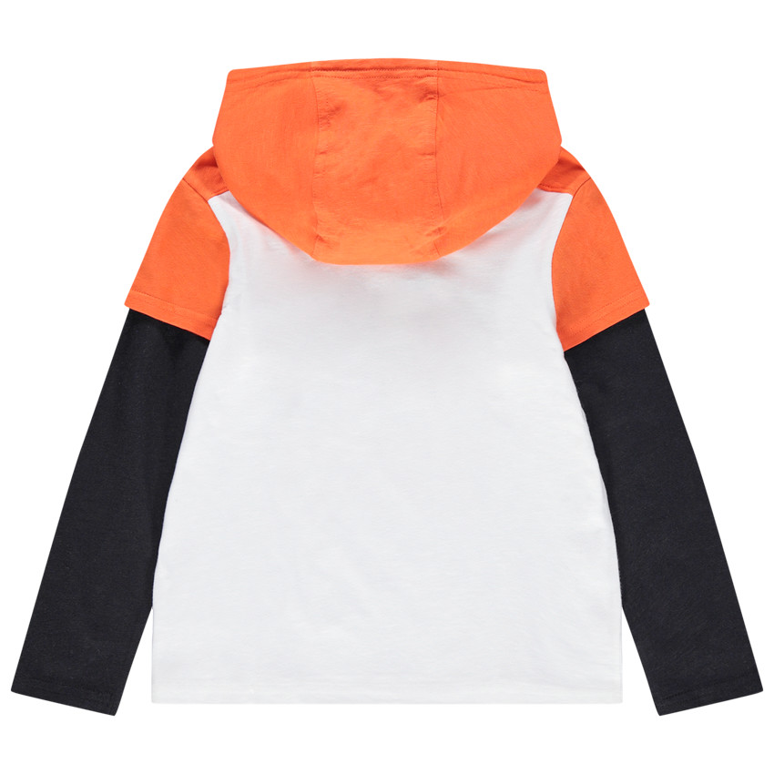 T-shirt manches longues à capuche print léopard 