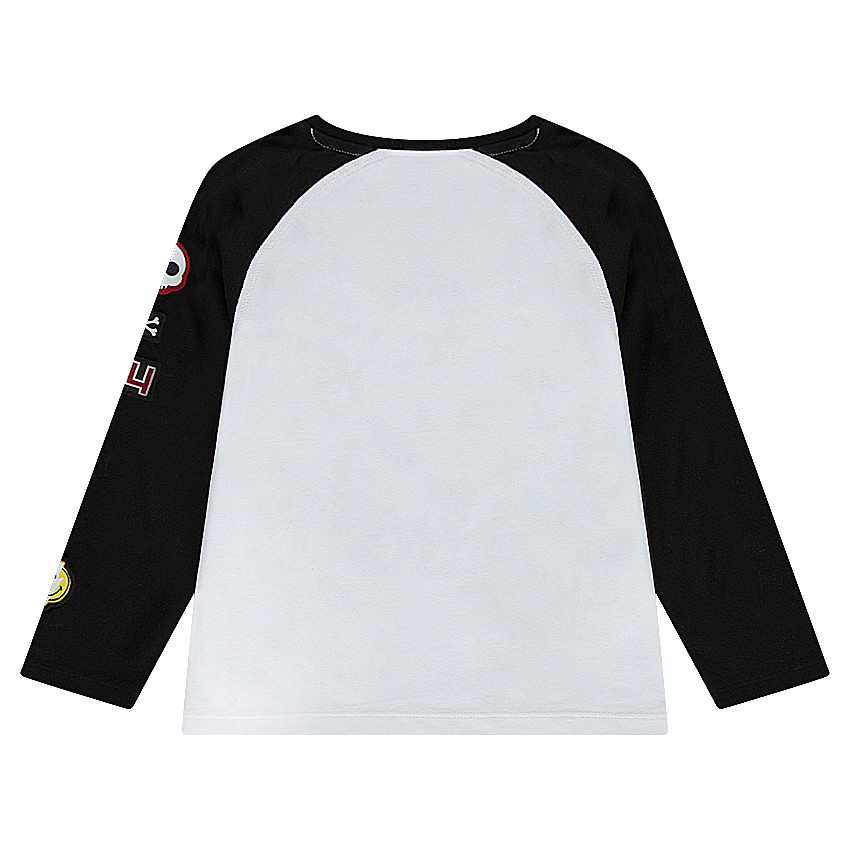 Tee-shirt manches longues raglan avec print Smiley et badges 