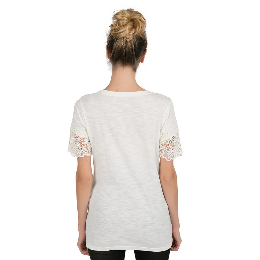 Tee-shirt de grossesse manches courtes avec fleurs en guipure  