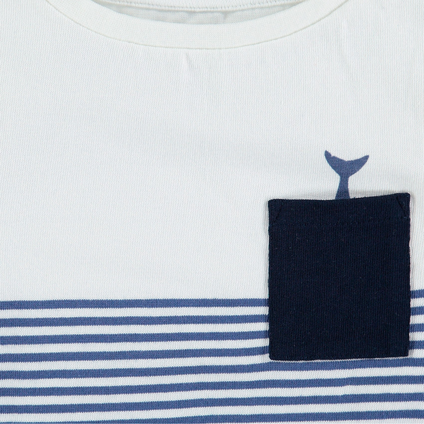 Marinière en coton avec rayures contrastées et poche plaquée 