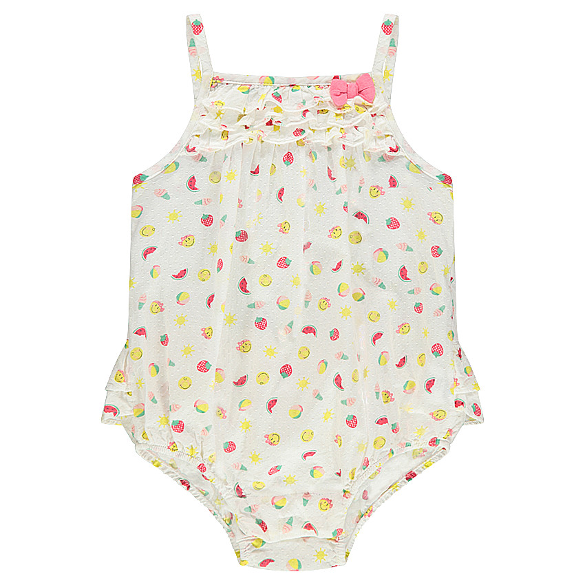 Combinaison courte style barboteuse imprimée all-over Smiley 