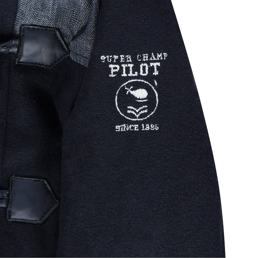 Duffle coat en polyester et laine doublé de flanelle à carreaux 