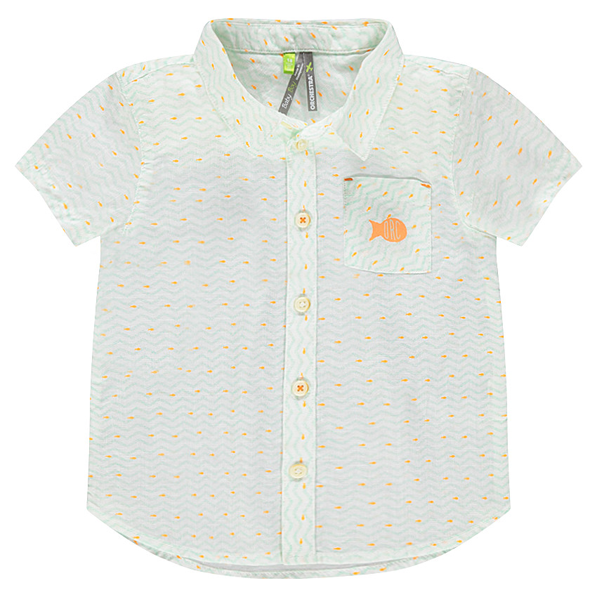 Chemise manches courtes imprimée all-over avec poche 